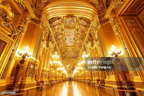 ornate ceiling in paris opera house - grand opera house stock pictures, royalty-free photos & images