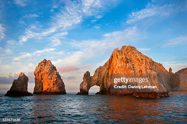 early morning light on el arco at cabo san lucas - mar de cortês imagens e fotografias de stock