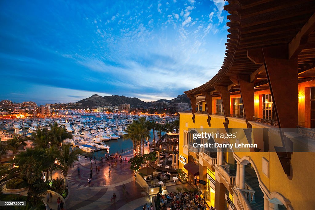 Restaurants and shops at the Marina in Cabo San Lucas
