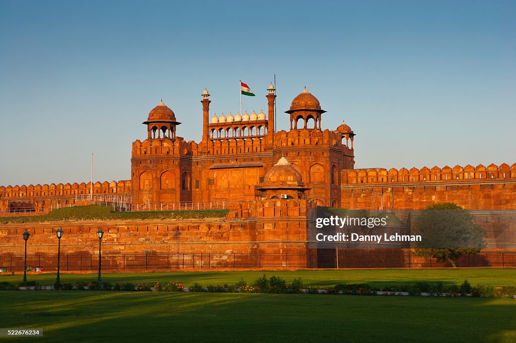 Lahore Gate at the Red Fort, Lal Qila, seat of Mughal power and a symbol of Indian nationhood, Old Delhi, India