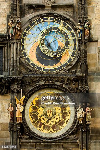 prague astronomical clock - prague clock stock pictures, royalty-free photos & images