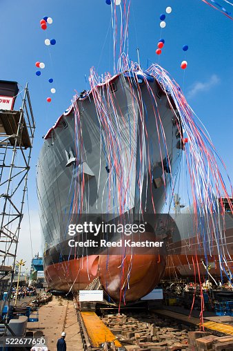 Ship being launched