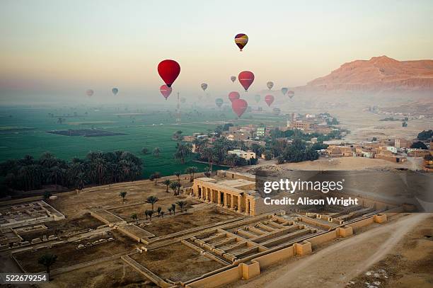 hot air ballooning - egypt archaeology stock pictures, royalty-free photos & images