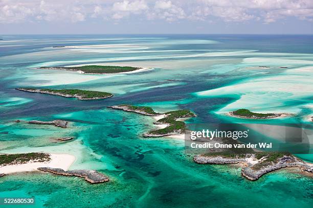 aerial view of exumas cays - north atlantic ocean stock pictures, royalty-free photos & images