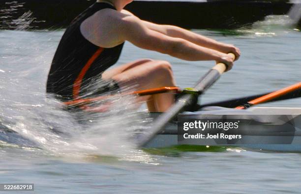 rowing, men's eight, blur motion - remare foto e immagini stock