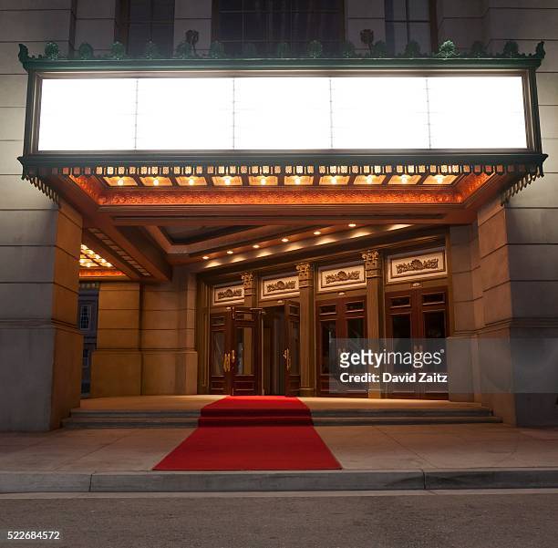 movie theater entrance and marquee - red carpet foto e immagini stock