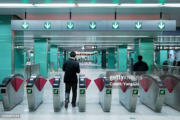 turnstiles in beijing subway - beijing underground city stock pictures, royalty-free photos & images