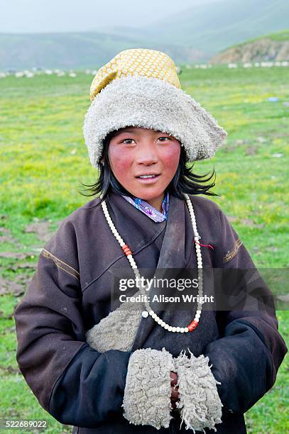 tibetan nomad girl - kham stock pictures, royalty-free photos & images