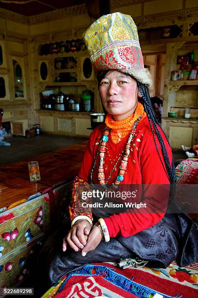 tibetan nomad family in degang valley, near litang - kham stock pictures, royalty-free photos & images