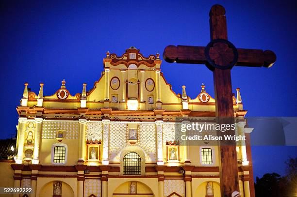 cathedral in the zocola at night - san cristobal stock pictures, royalty-free photos & images