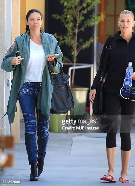 Erica Packer and friend Sarah Murdoch step out in Brentwood on April 15, 2016 in Los Angeles, USA. The friends enjoyed getting their nails done...