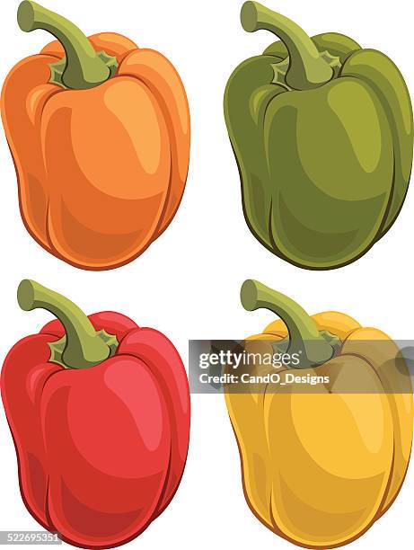 bell pepper cartoon - red bell pepper white background stock illustrations