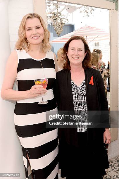 Geena Davis and Cheryl Bauerle attend Glamour's Game Changers Lunch hosted by Editor-in-Chief Cindi Leive & Zendaya at AU FUDGE on April 20, 2016 in...