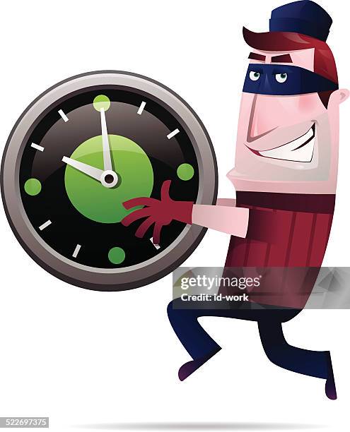 ilustraciones, imágenes clip art, dibujos animados e iconos de stock de ladrón de tiempo - time robber