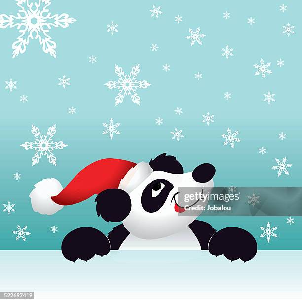 panda christmas - panda paw stock illustrations
