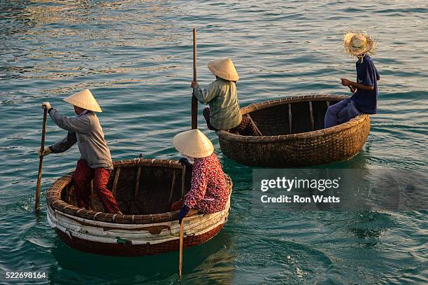 basket boat vietnam - nha trang stock pictures, royalty-free photos & images