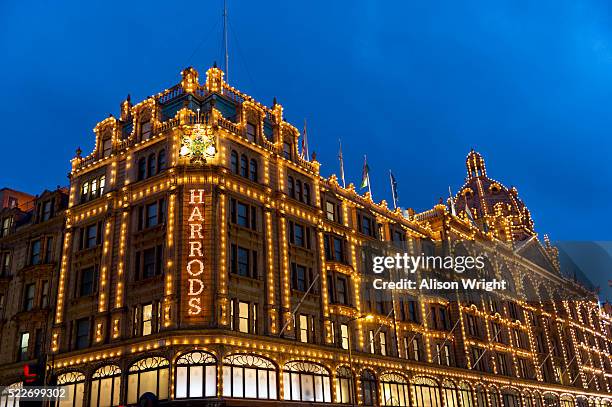 harrods at night, knightsbridge - harrods stock pictures, royalty-free photos & images