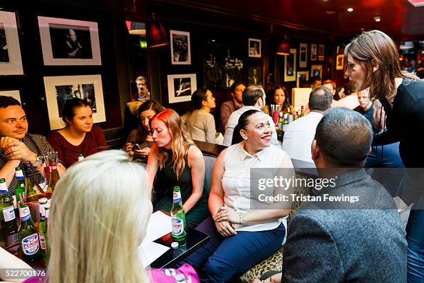 Susie Dent and guests during the Smartest in Media Quiz at Advertising Week Europe 2016 at Ronnie Scott's on April 20, 2016 in London, England.