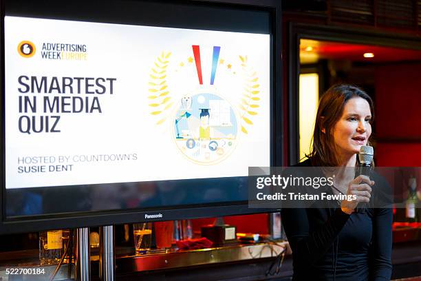 Susie Dent during the Smartest in Media Quiz at Advertising Week Europe 2016 at Ronnie Scott's on April 20, 2016 in London, England.