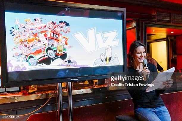 Susie Dent during the Smartest in Media Quiz at Advertising Week Europe 2016 at Ronnie Scott's on April 20, 2016 in London, England.