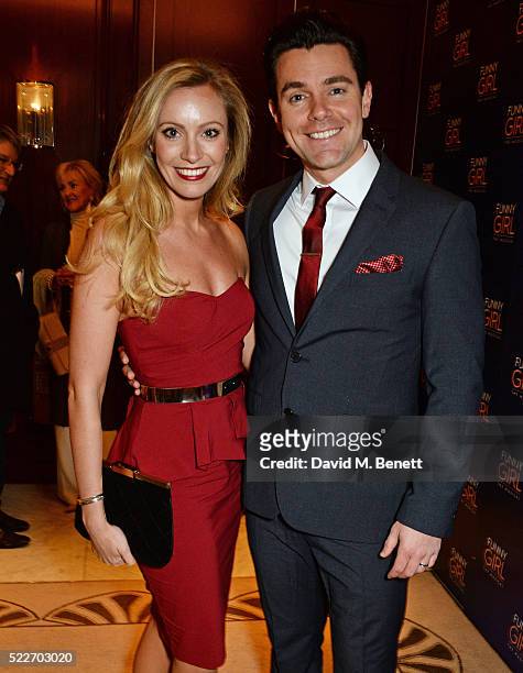 Charlotte Gooch and Matthew Goodgame attend the press night after party for "Funny Girl" at The Waldorf Hilton Hotel on April 20, 2016 in London,...