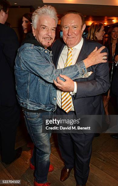 Nicky Haslam and Andrew Neil attend as The Spectator's lifestyle magazine celebrates its fourth birthday at the Belgraves Hotel on April 20, 2016 in...