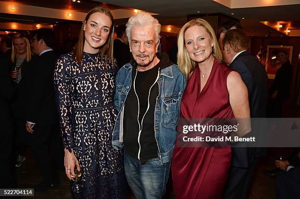 Guest, Nicky Haslam and Samantha West attend as The Spectator's lifestyle magazine celebrates its fourth birthday at the Belgraves Hotel on April 20,...