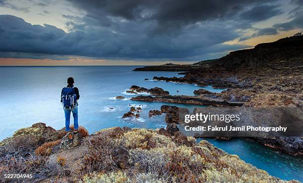 admiring the beauty.. - santa cruz de la palma stock pictures, royalty-free photos & images