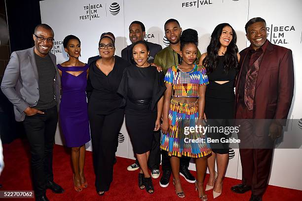 Clement Virgo, Kim Hawthorne, Oprah Winfrey, Lynn Whitfield, Lamman Rucker, Tye White, Merle Dandridge and Keith David attend the Tribeca Tune In:...