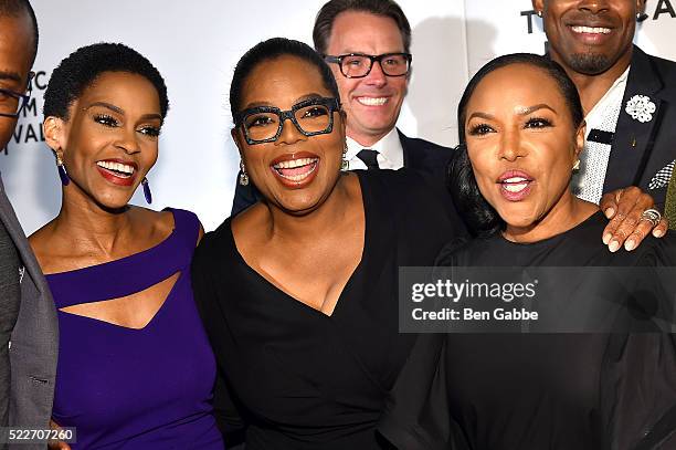 Kim Hawthorne, Oprah Winfrey and Lynn Whitfield attend the Tribeca Tune In: Greenleaf at BMCC John Zuccotti Theater on April 20, 2016 in New York...