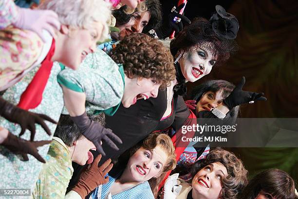 Comedian Ruby Wax poses with the cast in full costume to launch the West End leg of David Wood's stage adaptation of Roald Dahl's "The Witches" at...