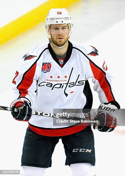 Mike Green of the Washington Capitals plays in the game against Tampa Bay Lightning at Amalie Arena on November 1, 2014 in Tampa, Florida.