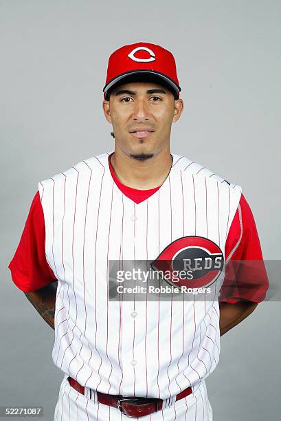 Felipe Lopez of the Cincinnati Reds poses for a portrait during photo day at Ed Smith Stadium on February 24, 2005 in Sarasota, Florida.