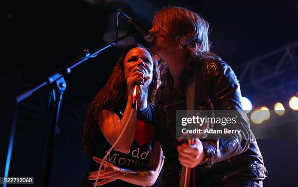 Juliette Lewis performs with her band Juliette & The Licks during a concert at Huxleys Neue Welt on April 20, 2016 in Berlin, Germany.