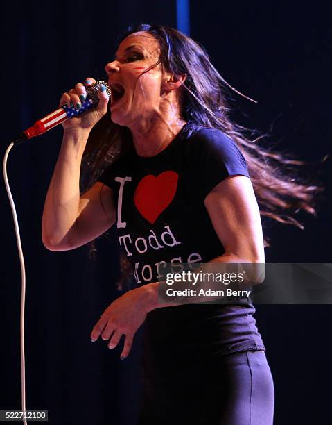 Juliette Lewis performs with her band Juliette & The Licks during a concert at Huxleys Neue Welt on April 20, 2016 in Berlin, Germany.