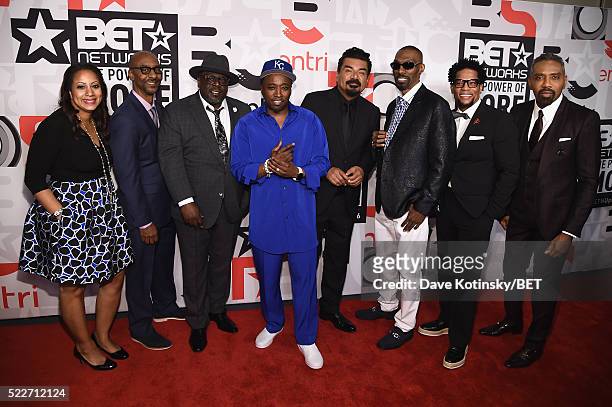 Zola Mashariki, Stephen G. Hill, Cedric the Entertainer, Eddie Griffin, George Lopez, Charlie Murphy, D. L. Hughley, and Louis Carr attend BET...
