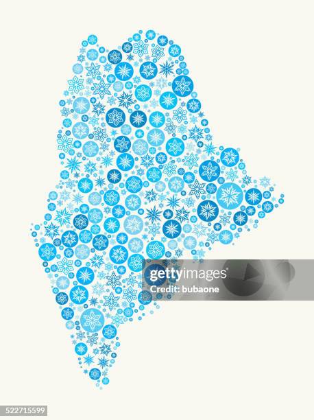 maine state on white background - snowflake border stock illustrations