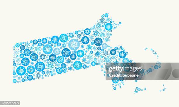 massachusetts state on white background - snow border stock illustrations
