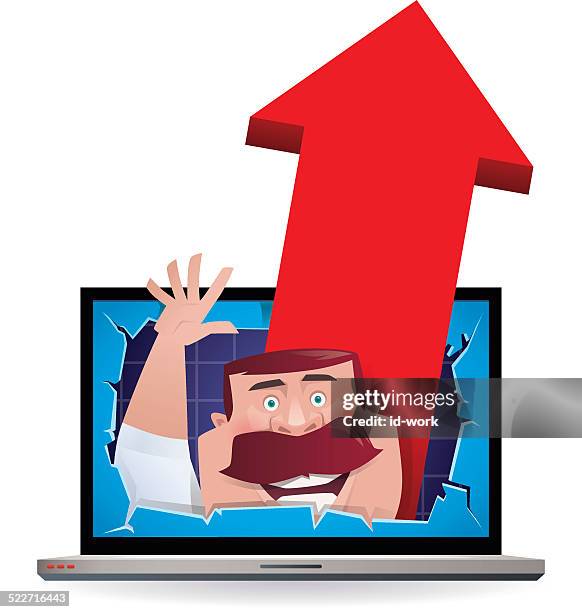 man with growing arrows - winning team emerging stock illustrations