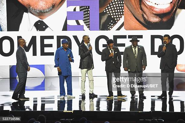 President of Programming at BET Networks Stephen G. Hill and comedians Eddie Griffin, Charlie Murphy, D.L. Hughley, Cedric the Entertainer, and...