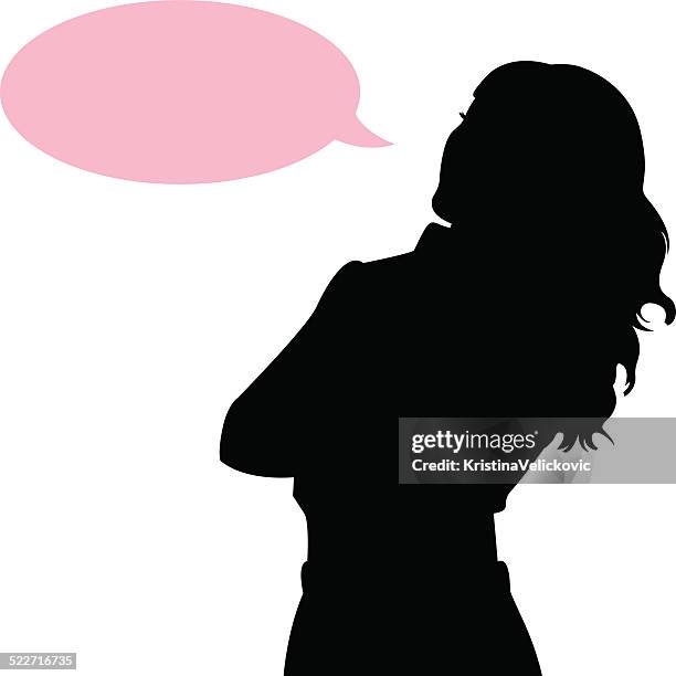 girl with speech bubble - two teens talking stock illustrations