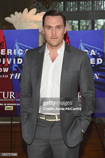 Actor Owain Yeoman attends the Premiere of AMC's Turn: Washington Spies at New York Historical Society on April 20, 2016 in New York City.