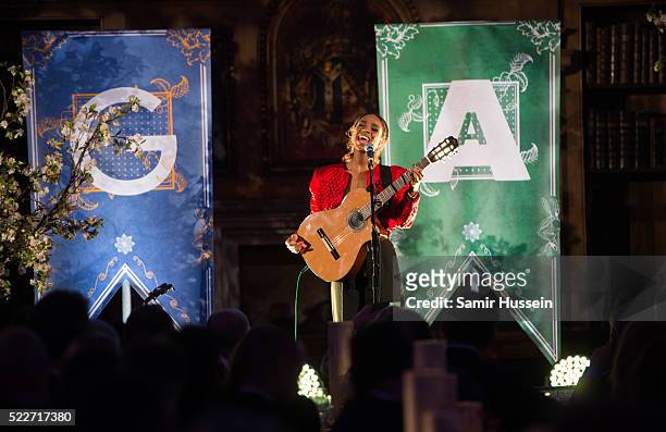 Lianne La Havas peforms at the Google Dinner during Advertising Week Europe 2016 at Lambeth Palace on April 20, 2016 in London, England.