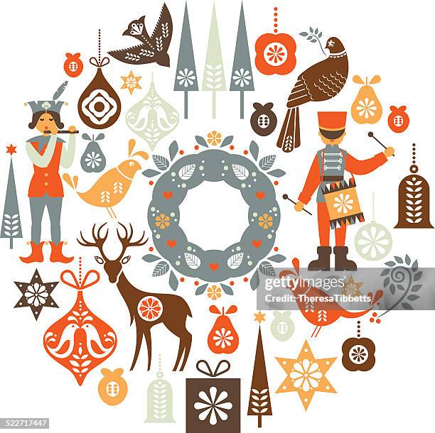 folklore christmas montage - piper stock illustrations