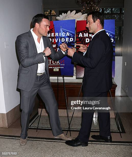 Owain Yeoman and Ian Kahn attend "TURN: Washington's Spies" Season 3 Premiere at New-York Historical Society on April 20, 2016 in New York City.