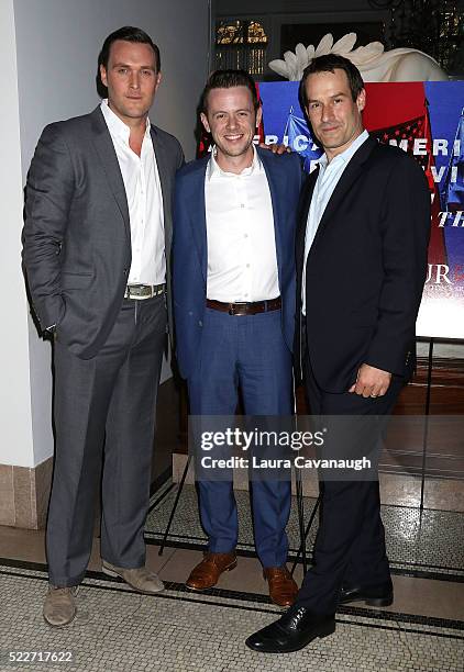 Owain Yeoman, Nick Westrate and Ian Kahn attend "TURN: Washington's Spies" Season 3 Premiere at New-York Historical Society on April 20, 2016 in New...