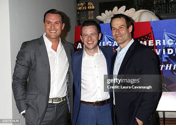 Owain Yeoman, Nick Westrate and Ian Kahn attend "TURN: Washington's Spies" Season 3 Premiere at New-York Historical Society on April 20, 2016 in New...