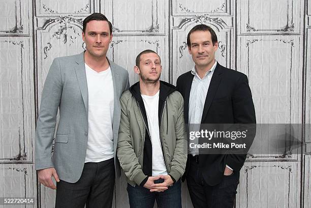 Owain Yeoman, Jamie Bell, and Ian Kahn attend the AOL Build Speaker Series to discuss "TURN" at AOL Studios In New York on April 20, 2016 in New York...