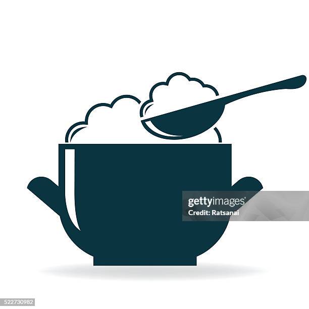 ilustraciones, imágenes clip art, dibujos animados e iconos de stock de vector de tazón de arroz icono - tazón de arroz