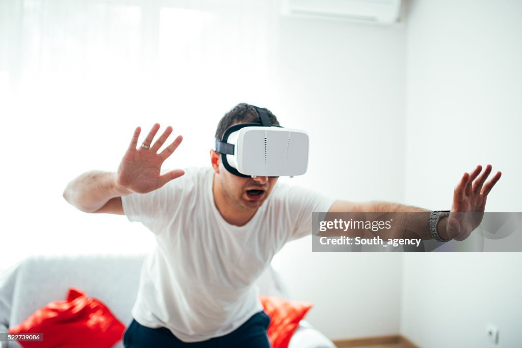 Man exploring virtual reality